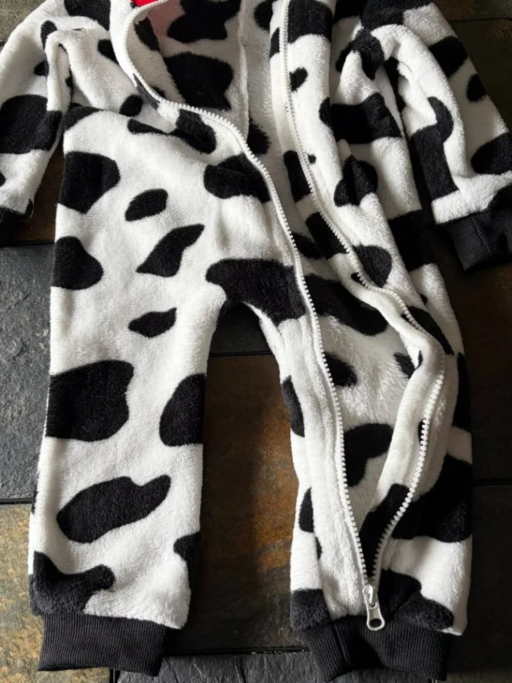 Dalmation puppy costume fleece sleeper with hood & tail, size 12-18 months